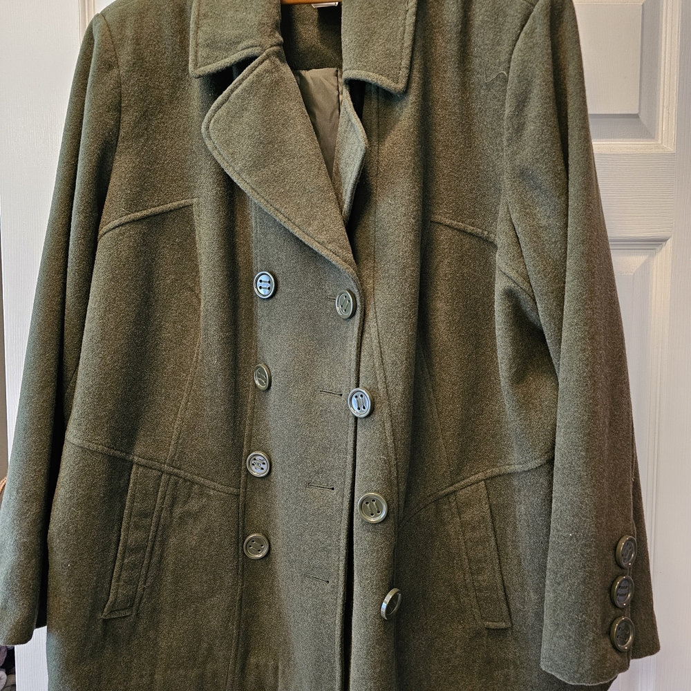 Jessica London Green Peacoat Wool Blend